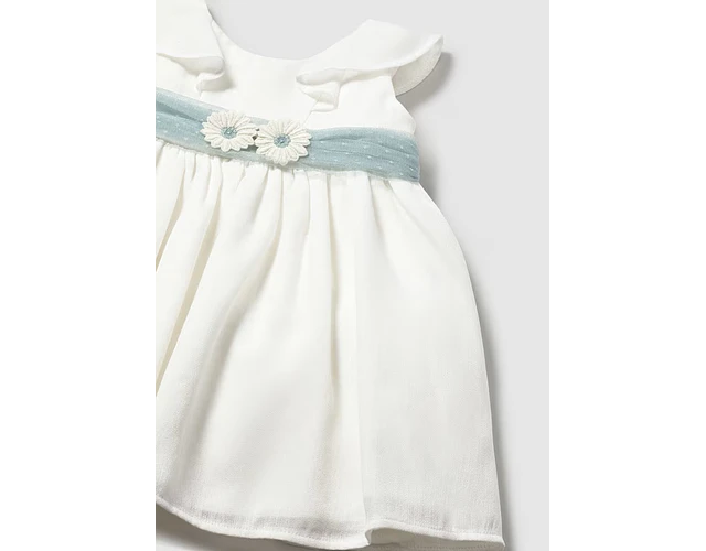 VESTIDO TULL CON FAJIN VERDE BEBE 