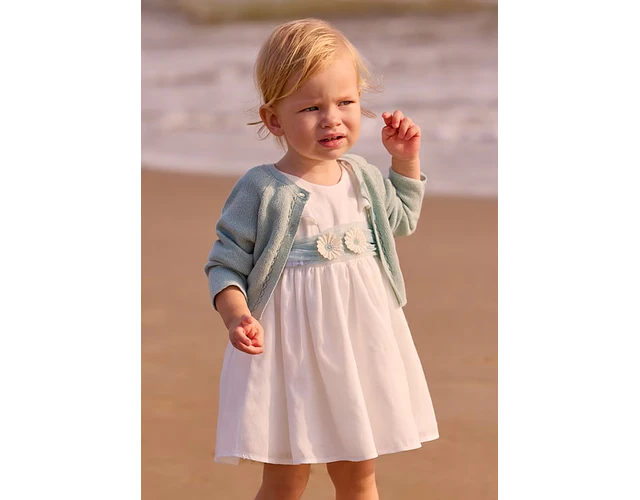 VESTIDO TULL CON FAJIN VERDE BEBE 