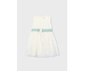 VESTIDO TULL CEREMONIA TULL BORDADO CRUDO