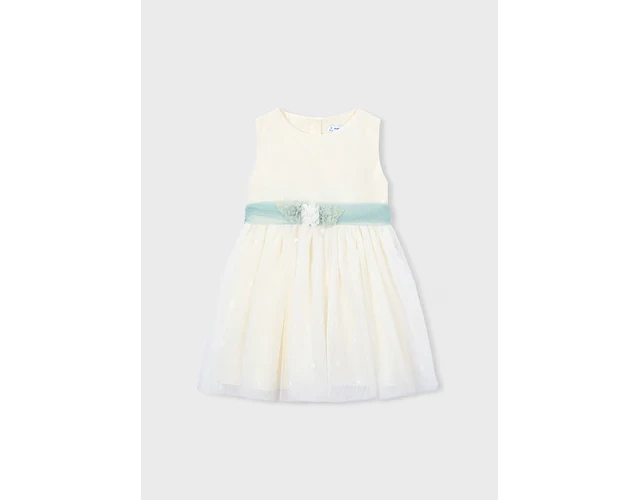 VESTIDO TULL CEREMONIA TULL BORDADO CRUDO