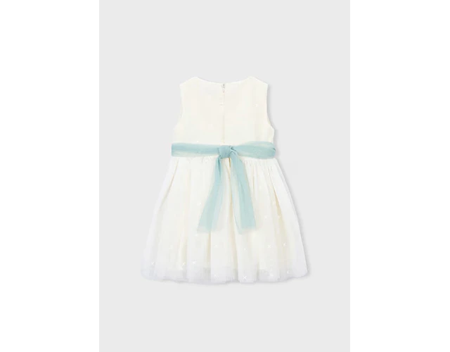 VESTIDO TULL CEREMONIA TULL BORDADO CRUDO
