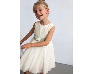 VESTIDO TULL CEREMONIA TULL BORDADO CRUDO