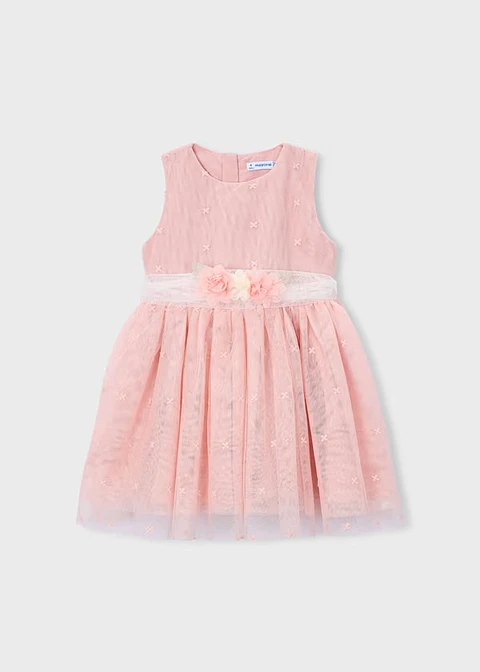 VESTIDO TULL BORDADO FAJIN FLORES 