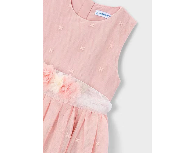 VESTIDO TULL BORDADO FAJIN FLORES 