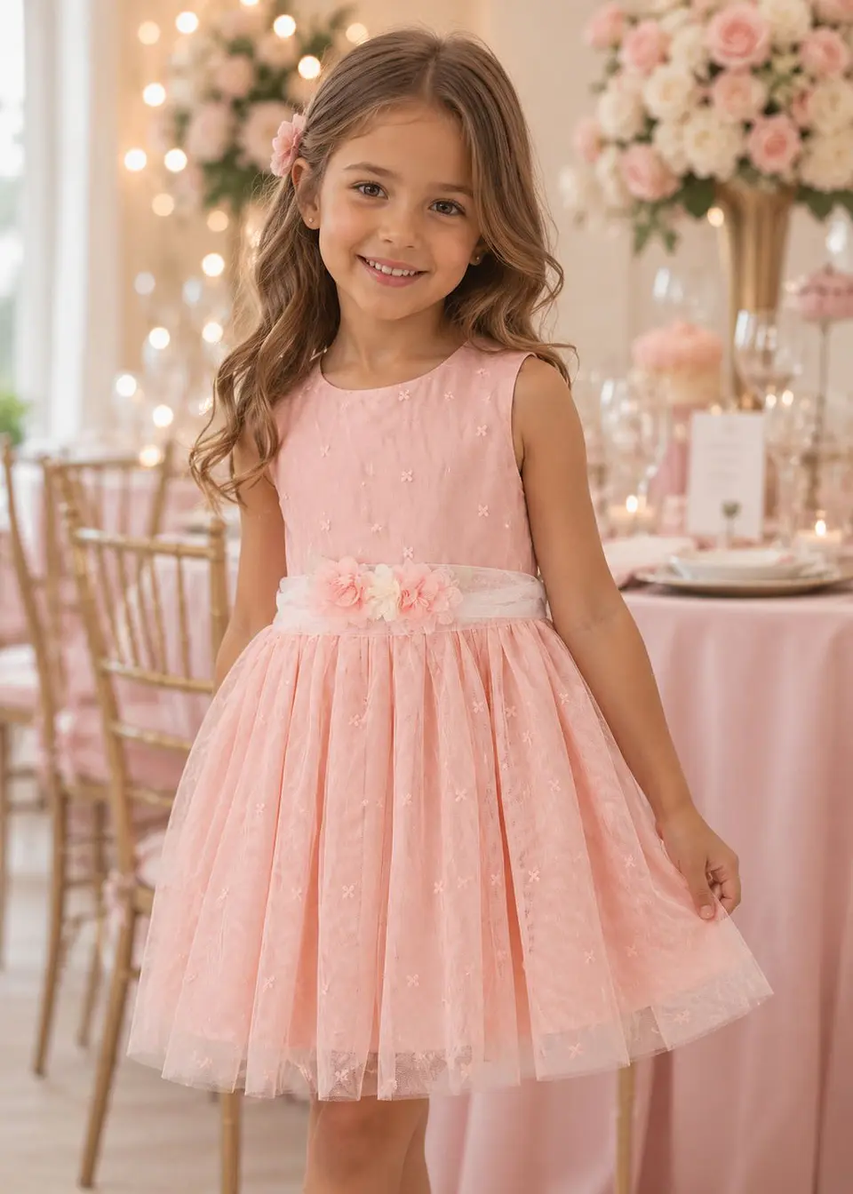 VESTIDO TULL BORDADO FAJIN FLORES  4