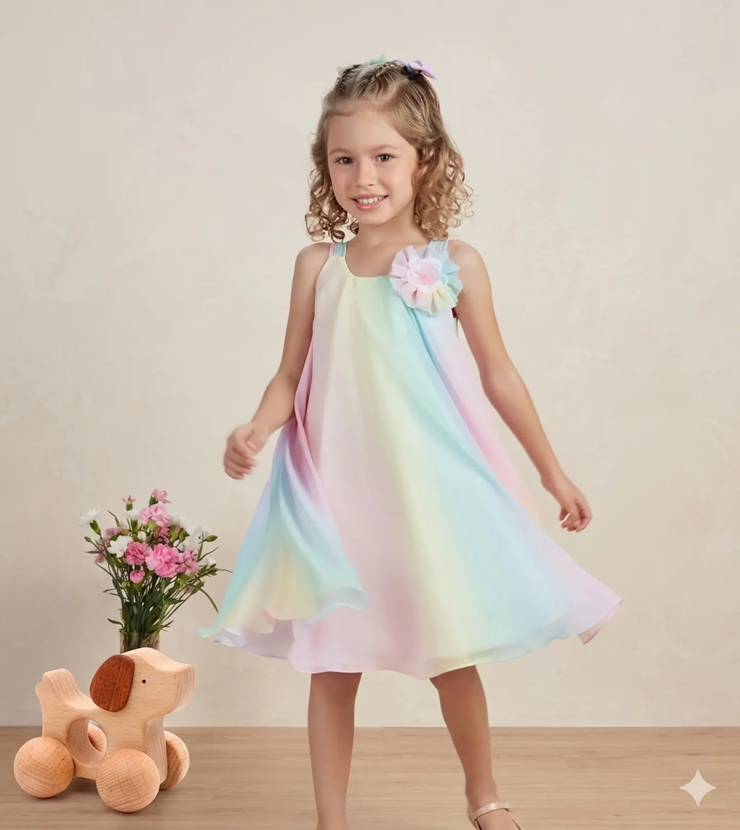 VESTIDO INFANTIL ARCOIRIS TONO PASTEL UNICORNIO TIPO BATA BD5677 2