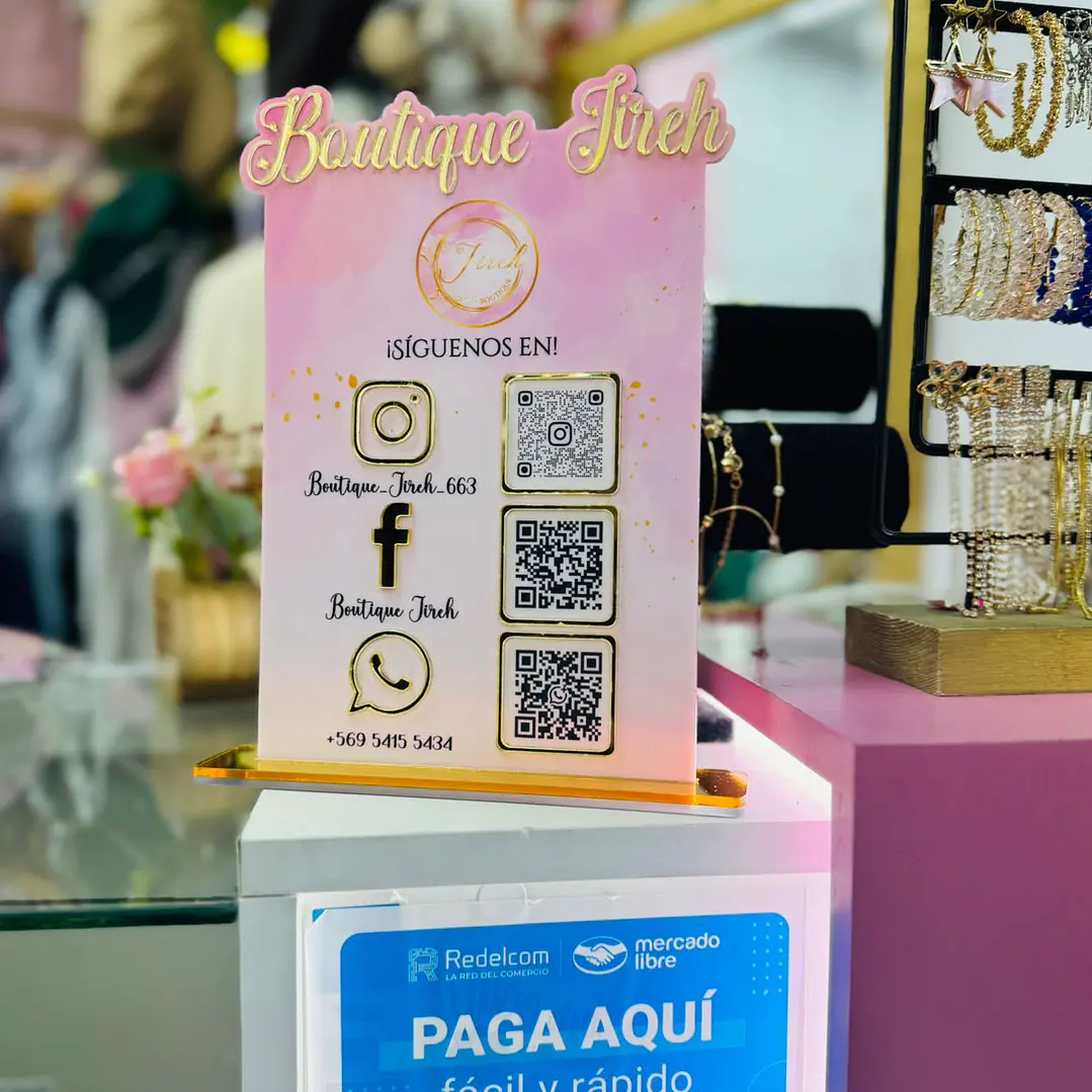 Letrero acrílico Qr sobremesa S 1
