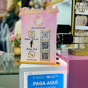 Letrero acrílico Qr sobremesa S