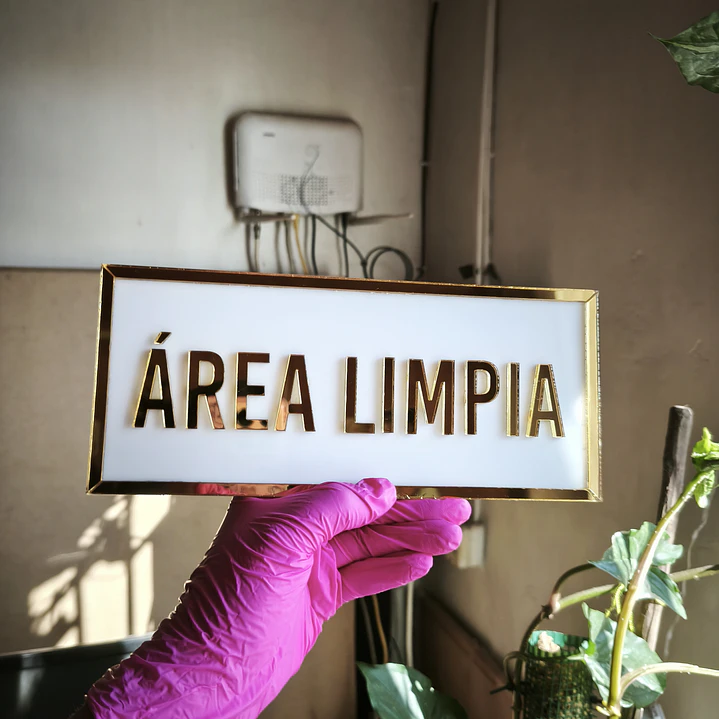 letreros señaleticos área sucia/área limpia/baños/salas 20X10cm 1