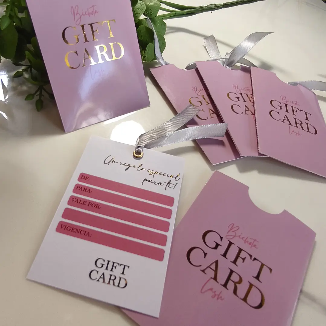 Gift Card con sobre vertical + cinta y ojetillos 1