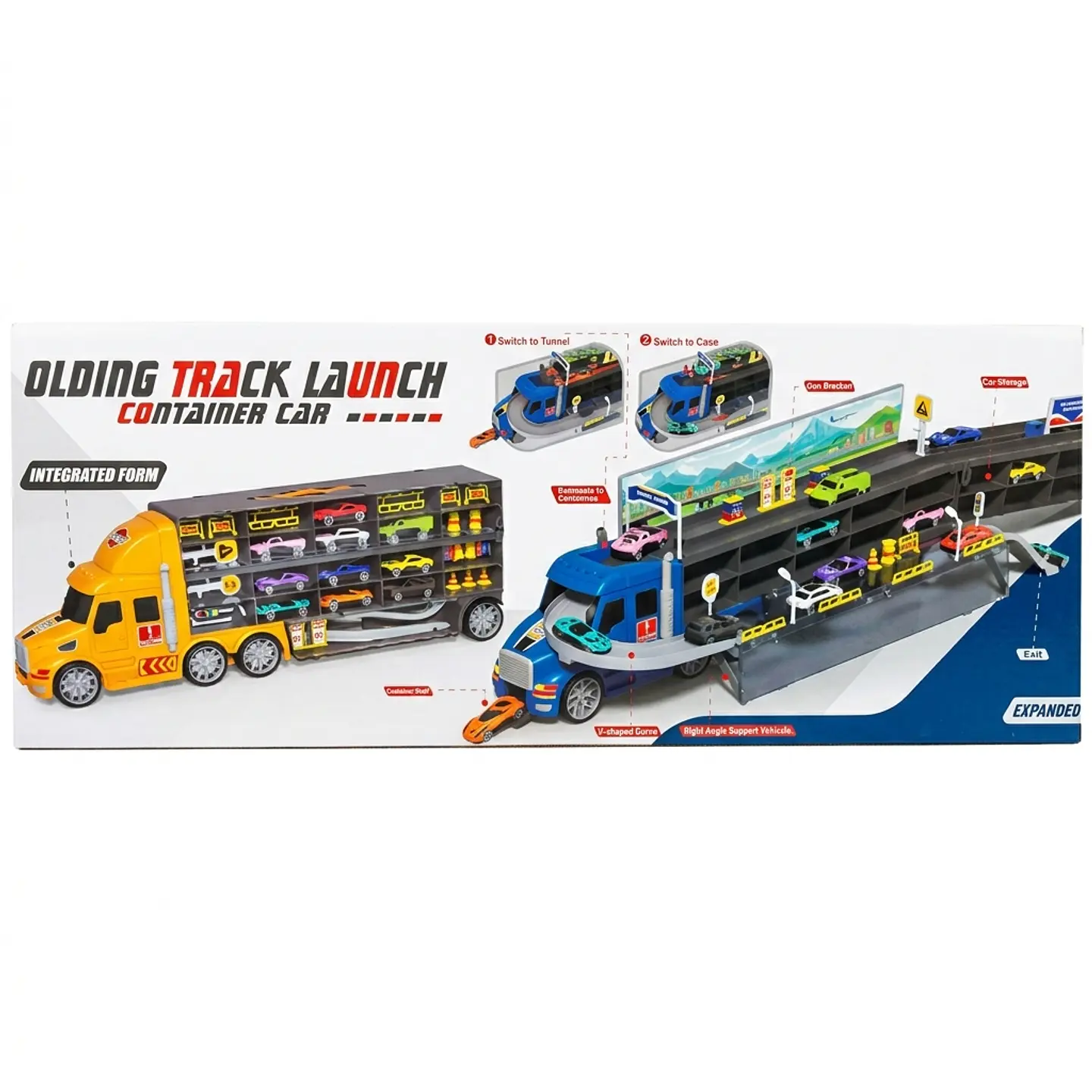 Camión Contenedor con Pista Lanzadora y Autos Metálicos (Folding Track) 4