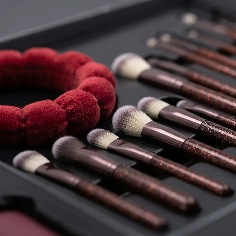 Set de Brochas de Maquillaje 24 Piezas Deluxe (Rojo/Negro) 2