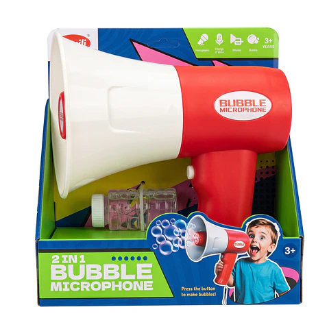 Micrófono / Megáfono de Burbujas 2 en 1 – Rojo