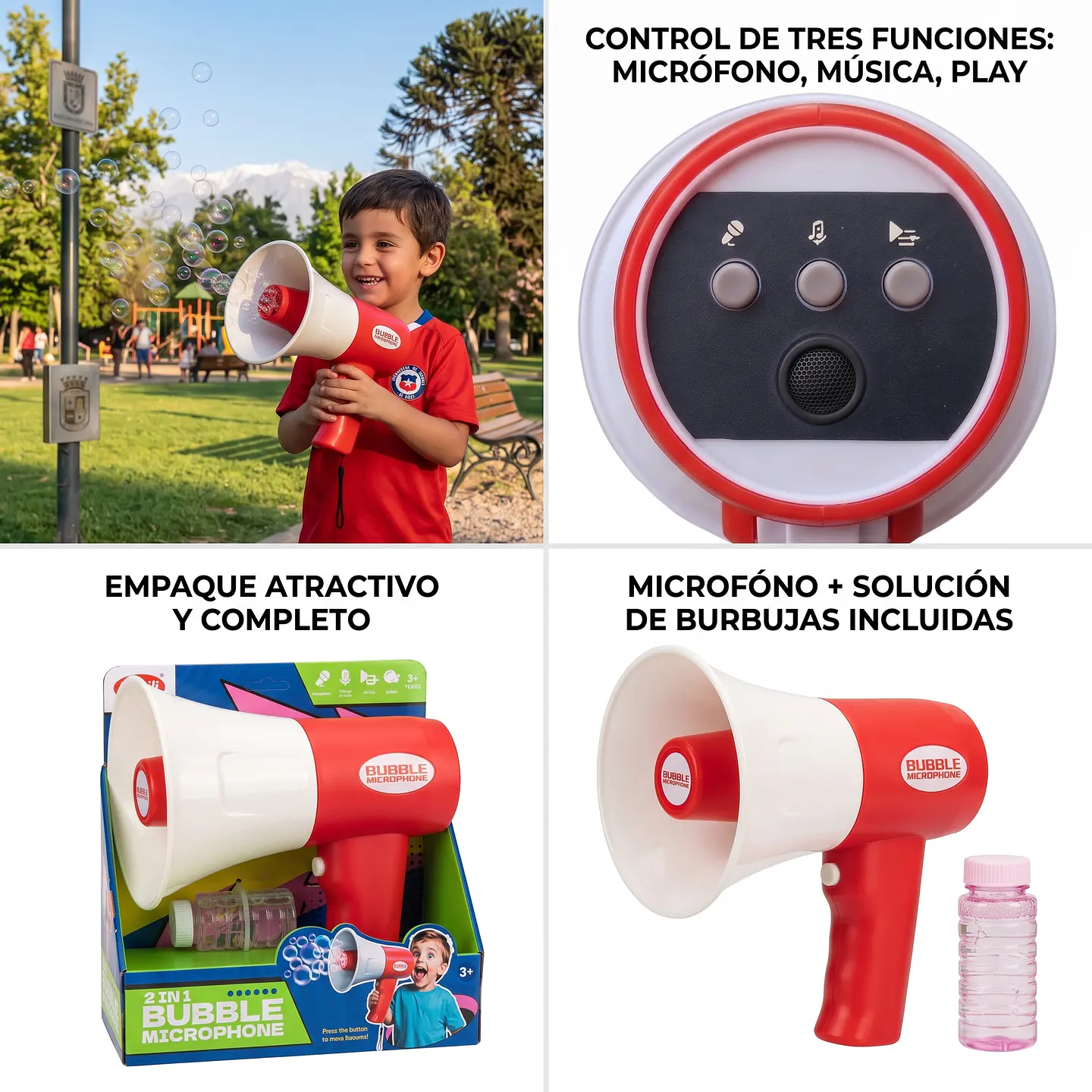 Micrófono / Megáfono de Burbujas 2 en 1 – Rojo 4