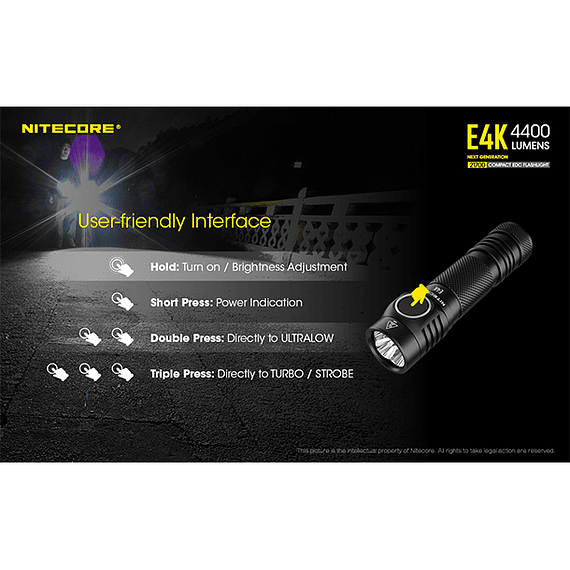 Linterna LED Nitecore 4400 lúmenes Recargable USB E4K- Image 16