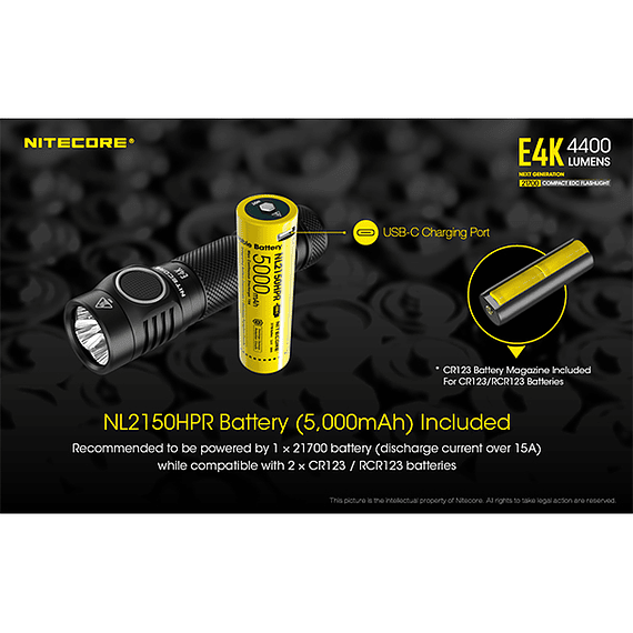 Linterna LED Nitecore 4400 lúmenes Recargable USB E4K- Image 19
