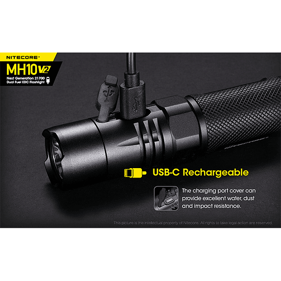 Linterna LED Nitecore 1200 lúmenes Recargable USB MH10 V2- Image 26