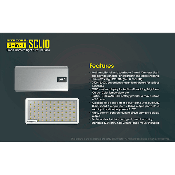Foco LED y Cargador Nitecore 800 lúmenes SCL10- Image 6