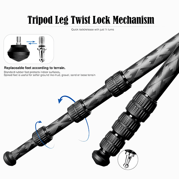 Trípode Carbono Leofoto Mr. Q con Cabezal 4 Sec. LQ-324C- Image 12