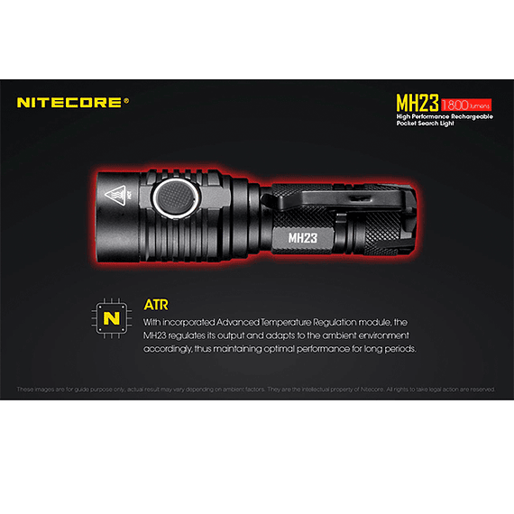Linterna LED Nitecore 1800 lúmenes Recargable USB MH23- Image 16