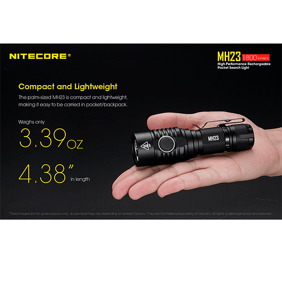 Linterna LED Nitecore 1800 lúmenes Recargable USB MH23- Image 20