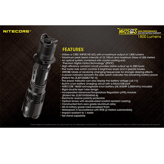 Linterna LED Nitecore 1800 lúmenes Recargable USB MH25GTS- Image 5