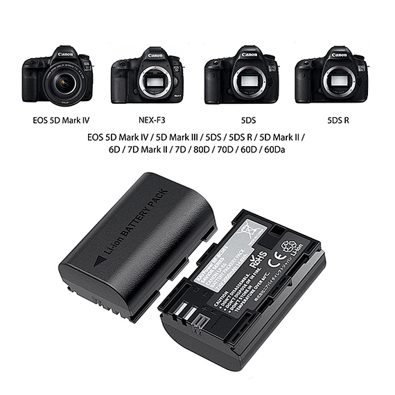 Batería Reemplazo RAVPower Canon LP-E6 Kit 2x con Cargador USB- Image 5
