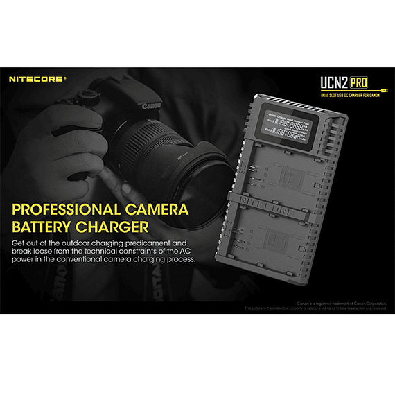 Cargador Nitecore UCN2 PRO Dual-Slot USB para Canon LP-E6N- Image 18