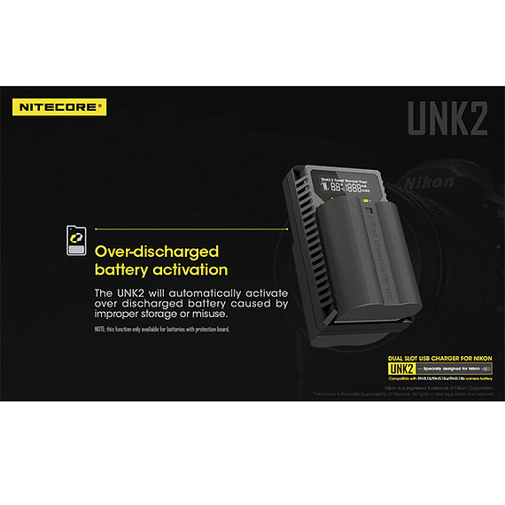 Cargador Nitecore UNK2 Dual-Slot USB para Nikon EN-EL15 y EN-EL15A- Image 7