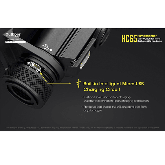 Linterna Frontal LED Nitecore 1000 lúmenes Recargable USB HC65- Image 19