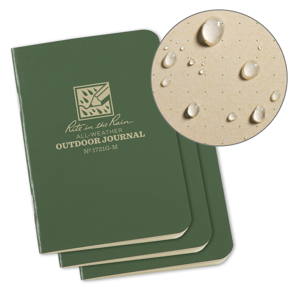 Libreta Outdoor Journal Rite in the Rain Impermeable Tapa Blanda 1721G-M Verde (Pack 3X)