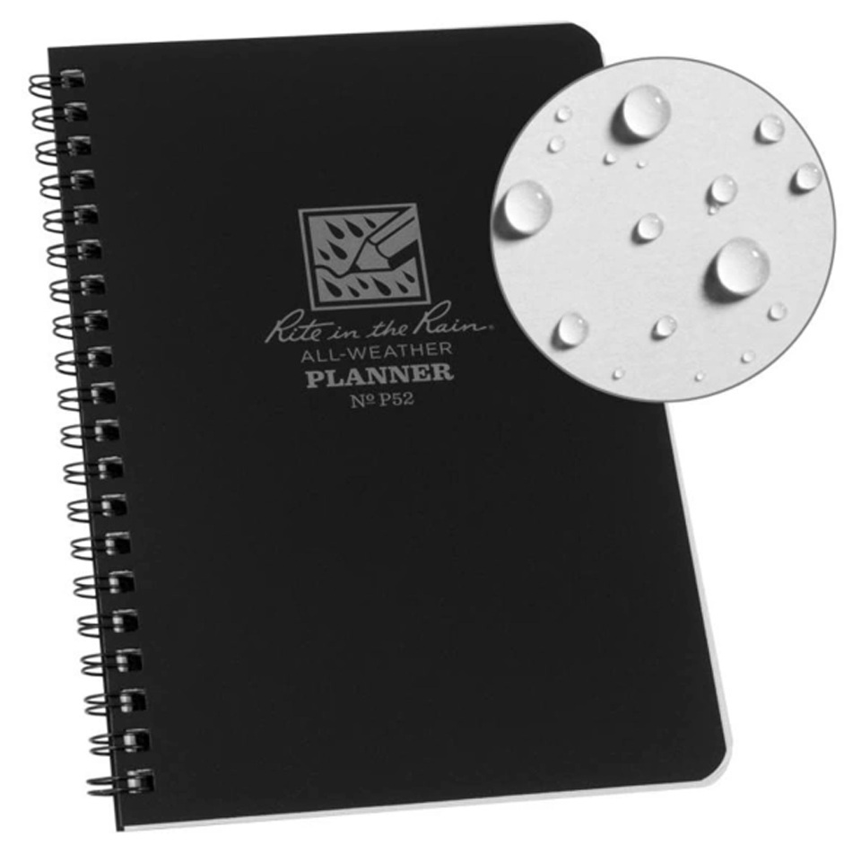 Libreta Planner sin Fechar Rite in the Rain Impermeable Espiral P52 Negro