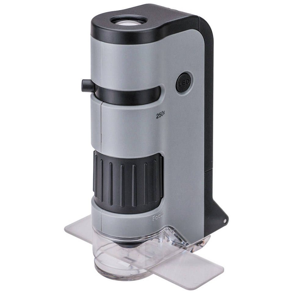 Microscopio Bolsillo Carson MicroFlip 100-250X Gris