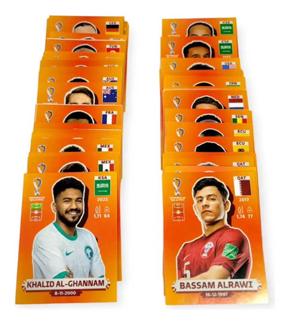 100 Láminas Jugadores Panini Qatar 2022 Sin Repetir, Al Azar 2