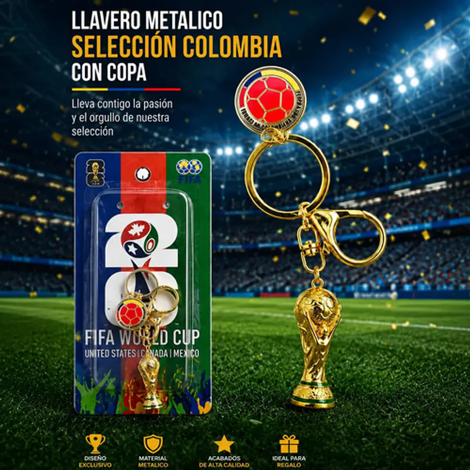 Llavero Metálico Fútbol Trofeo Copa Mundial 5