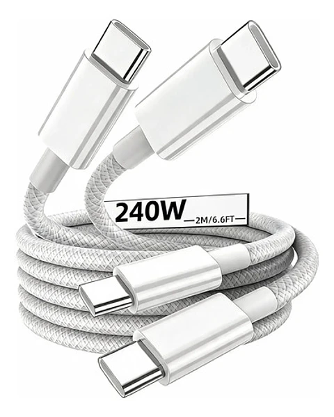 Cable Usb-c A Usb-c Carga Rápida 240w Trenzado 2 Metros