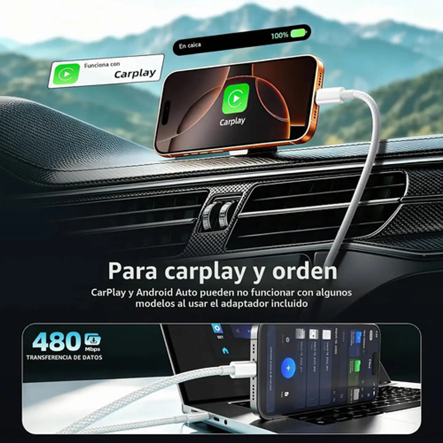 Cable Usb-c A Usb-c Carga Rápida 240w Trenzado 2 Metros 2