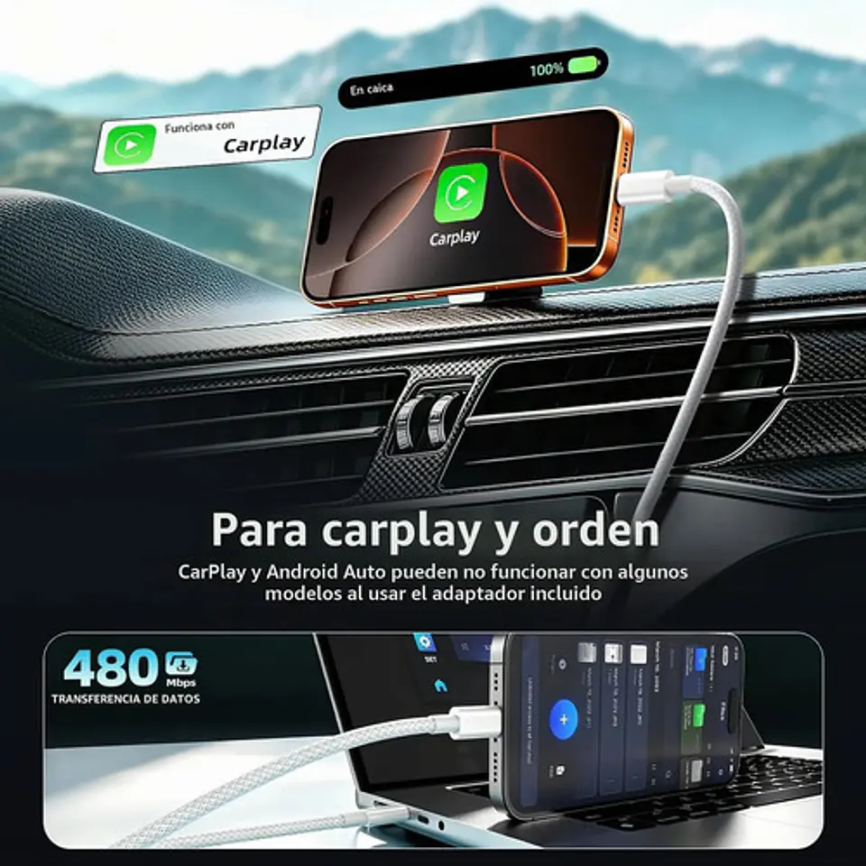 Cable Usb-c A Usb-c Carga Rápida 240w Trenzado 2 Metros 2