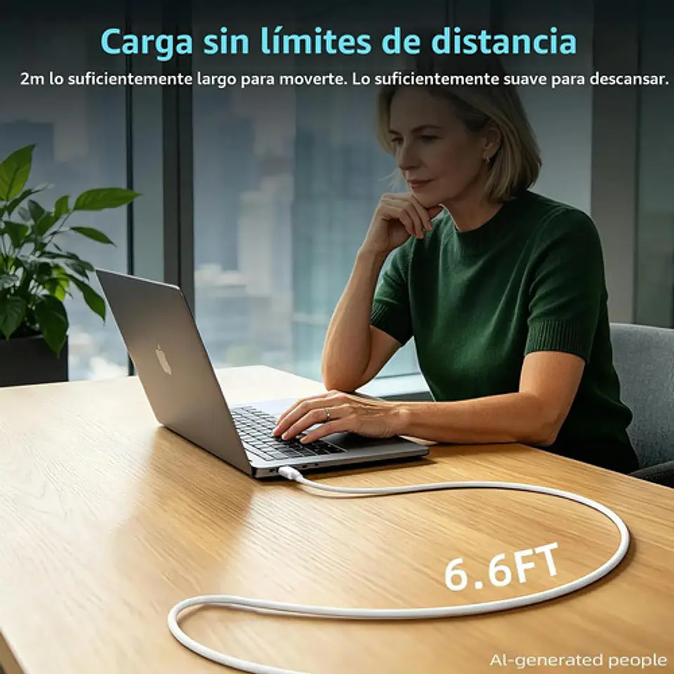 Cable Usb-c A Usb-c Carga Rápida 240w Trenzado 2 Metros 6