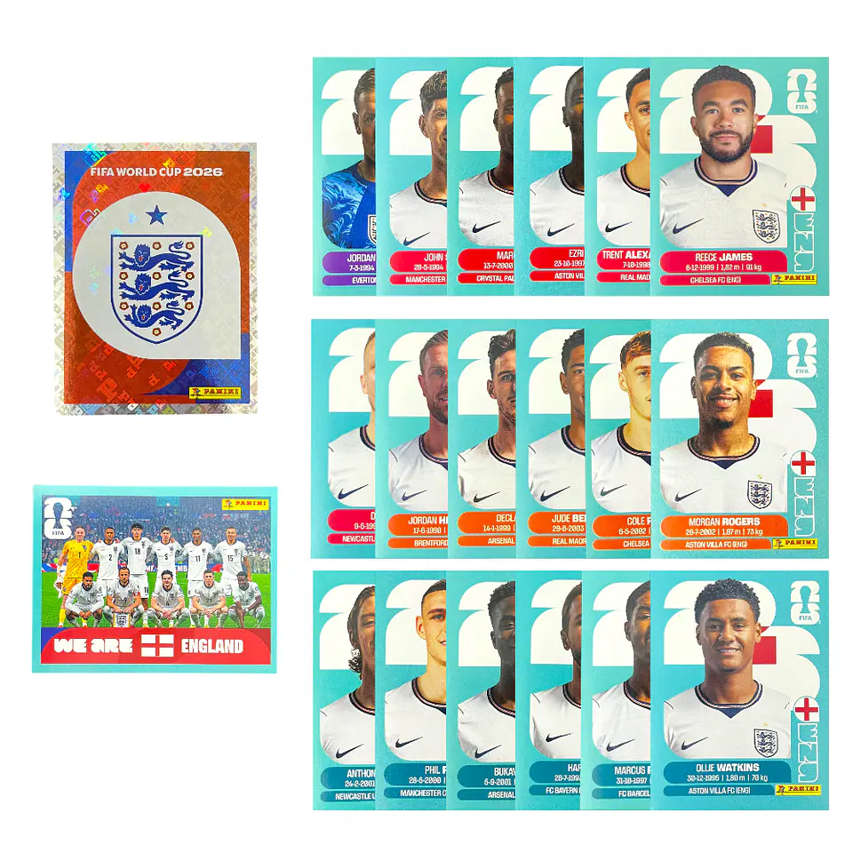 Láminas Selección Inglaterra Panini Copa Mundial Fifa 2026 4