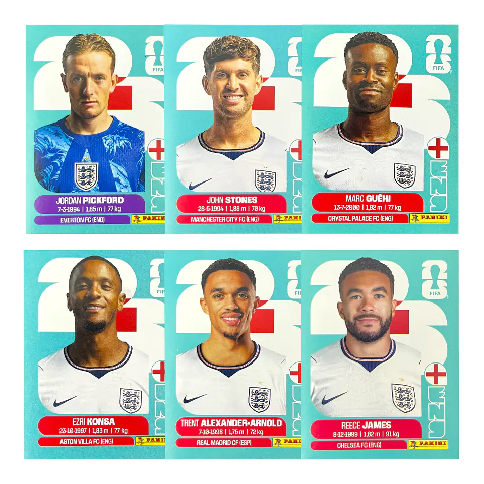 Láminas Selección Inglaterra Panini Copa Mundial Fifa 2026 8