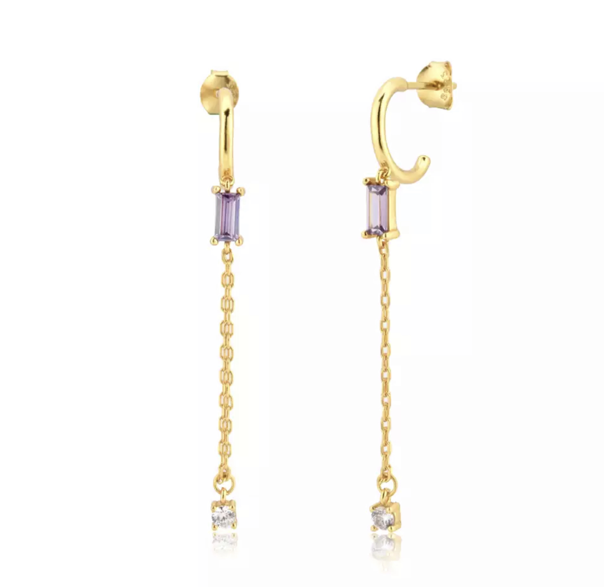Aro lavanda silver dot chain doble dorado