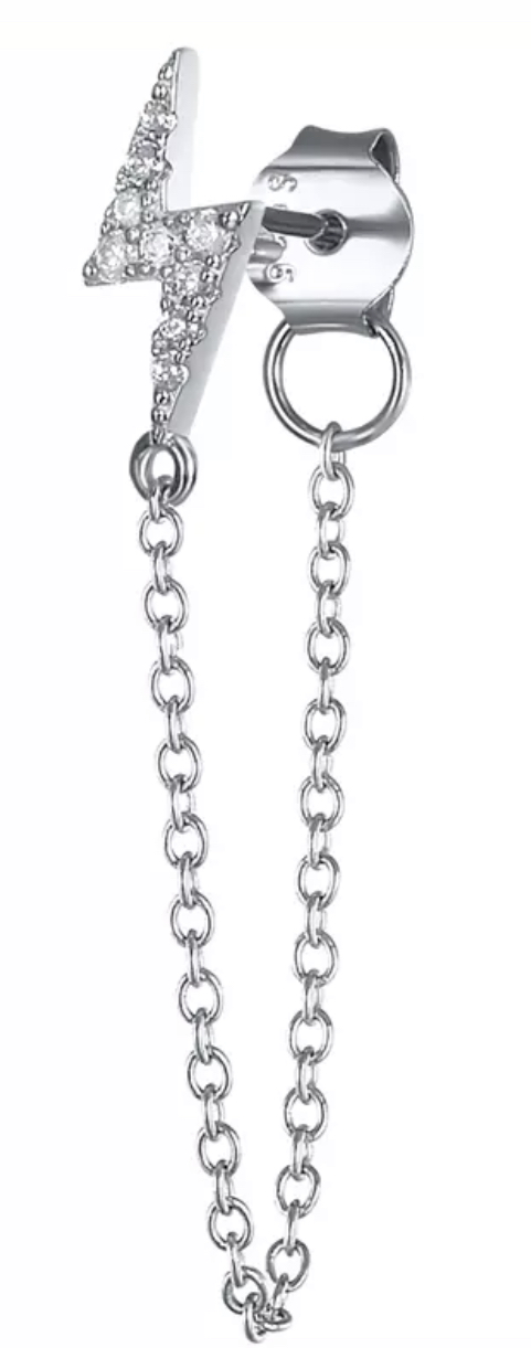 Aro ray con cadena plateado