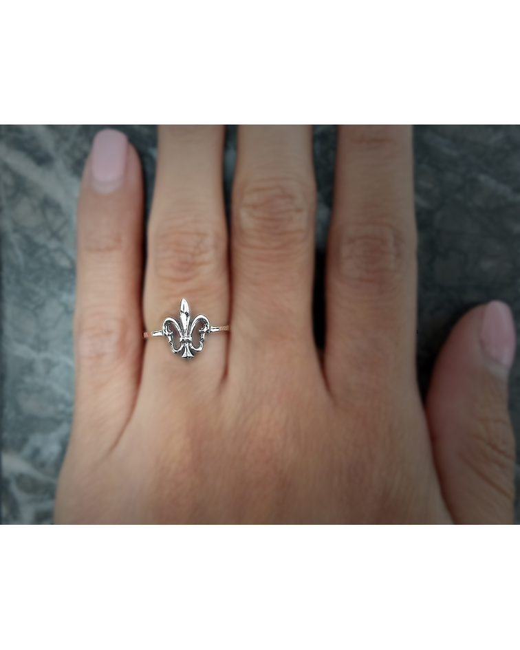 Anillo Flor De Lis Plata Fina 925 