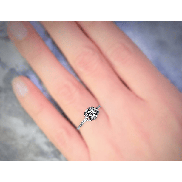 Anillo Rosa Plata Fina 925 