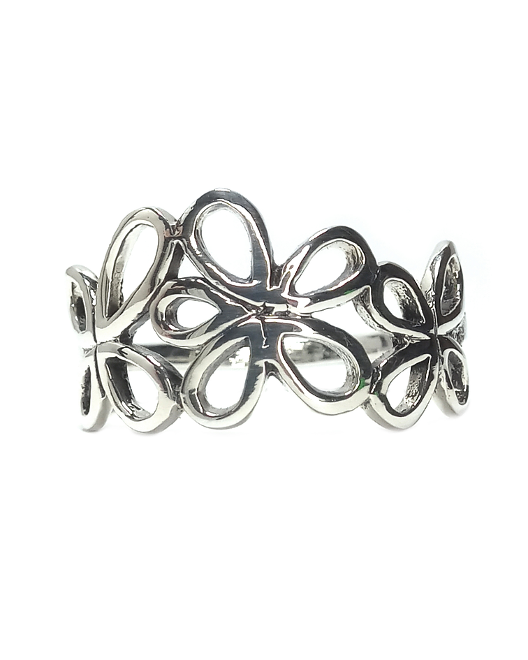 Anillo Flores Plata Fina 925 