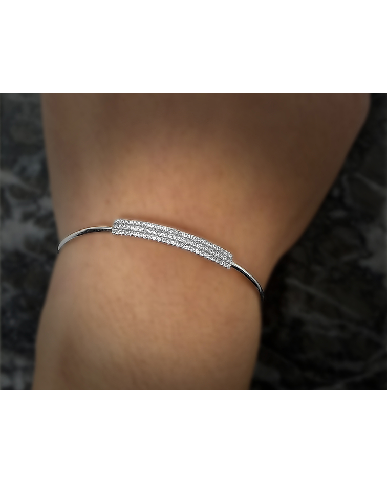 Pulsera Esclava Barra Circones Plata Fina 925 