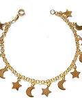 Pulsera Lunas Y Estrellas Enchapado Oro 18K 