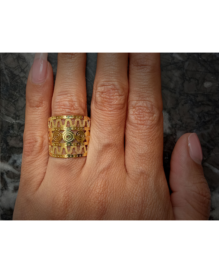 Anillo Calado Borde Liso Enchapado Oro 18 K 