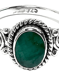 Anillo Jade Oval Facetado Plata Fina 925 